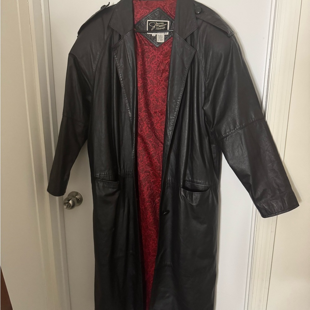 Black Leather Trench Coat